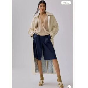 Anthropologie Hutch Pleated Utility Shorts Size M Navy Blue NWT